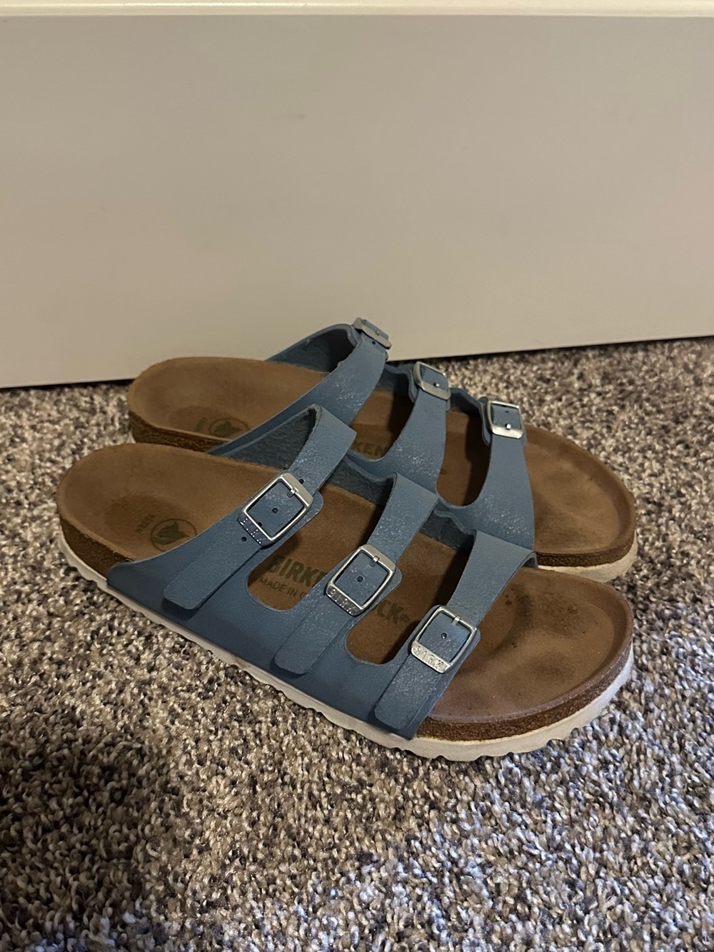 Birkenstock Blue Triple-Strap Slide Sandals